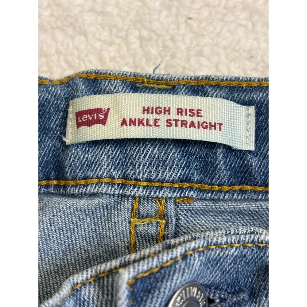 Levis Girls High Rise Ankle Straight‎ Distressed Jeans Blue 14 Reg 0237-M7Y